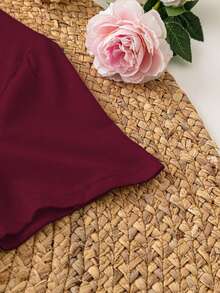 Resyla Áo thun ngắn tay nữ kiểu dáng thường ngày, họa tiết trái tim đính ngọc trai, thích hợp cho buổi hẹn hò ngày Valentine. - Màu Đỏ Sâu - Xem 4