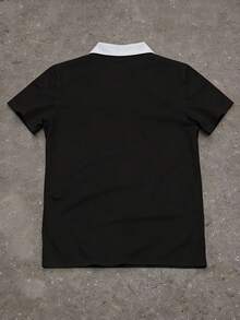 Aesthetic Post Men's Casual Letter Print Short Sleeve Polo Shirt, Summer - Multicolor - View 2