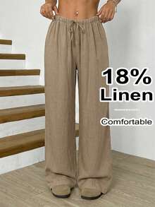 Solflare Khaki Casual Plus Size Pants, Minimalist Everyday Wear Fall - Khaki - View 1