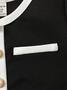 LMoss Kids 女婴圆领仿珍珠单排扣短袖T恤搭配松紧腰阔腿裤，休闲日常穿搭 - 彩色 - 查看 7