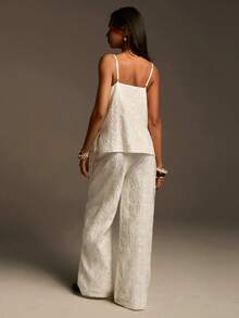 Athîral Women's Casual White Embroidered Camisole Top, Vacation & Leisure Style, Loose Fit, Made Of Soft Comfortable Woven Fabric, Casual Top For Women, Beach, Spring Breaks, Spring Women, Summer Holidays, Beach Top, White Top, Summer Holidays, Vacations For Women - White - View 2