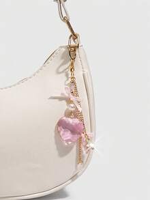 ROMWE Kawaii 1件甜美芭蕾蝴蝶结心形钻石星星吊坠包包挂饰，情人节心形钥匙扣/手机挂饰，情人节、生日、节日的绝佳礼物 - 粉色 - 查看 6