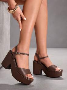 CUCCOO SZL Giày sandal quai ngang mắt cá chân bằng da PU thời trang dành cho nữ, đế xuồng dày thoải mái, phù hợp cho đi làm, hẹn hò, dự tiệc, kỳ nghỉ, đám cưới, ngày Valentine và Giáng sinh. - Cà phê nâu 2 - Xem 3