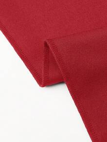 SHEIN PETITE Pantalon minceur texturé en tissu élastique minimaliste pour femmes de la série Petite, avec décoration métallique - Rouge - Voir 4