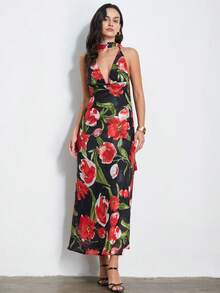 Aveloria Modichic New Style Scarf Neck Fitted Sleeveless Midi Dress - Black - View 6