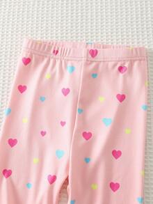 Cozy Pixies 女婴卡通动物印花针织柔软圆领短袖上衣和松紧腰打底裤两件套睡衣 - 淺粉色 - 查看 6