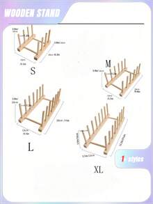 SHEIN 1pc Wooden Dish Storage Rack Daily Leisure Home Storage - log color - View 2