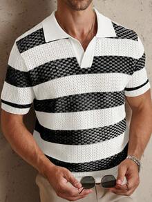 Manfinity CityGents 男士撞色条纹短袖针织衫 - 彩色 - 查看 4