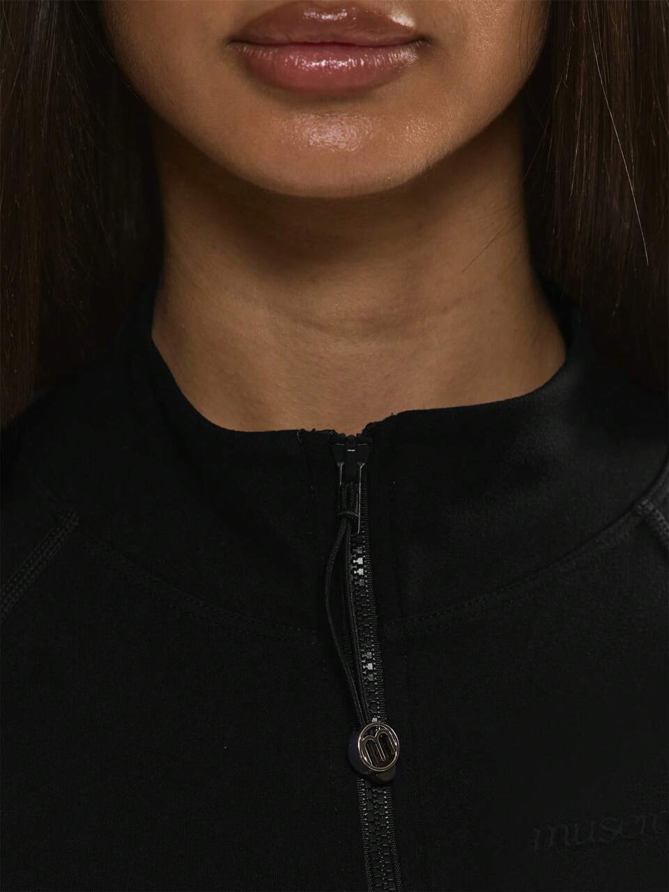 Active Black Cropped Zip Through Fitted Longsleeve Wear Jacket