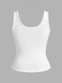 Slaydiva 3pcs/Pack Black + White Casual Basic Racerback Sleeveless Deep V-Neck Ribbed Tank Tops For Women - Multicolor - View 4