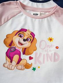 SHEIN | PAW Patrol 女童休闲狗狗印花撞色插肩袖T恤，秋季 - 白色 - 查看 7