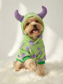 PETSIN 1pc Polka Dot Fleece Monster Costume Hoodie For Pets - Multicolor - View 5