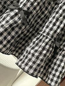 SHEIN Baby Girl Cute Bow Strap Cake Dress, Black & White, Summer Bubble Dress For Outings, Parties, School - Multicolor - View 5