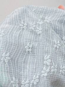 Sweetra Đầm ngắn lãng mạn bằng ren dệt kim, thắt nơ xoắn, xếp lớp, viền bèo nhún dành cho nữ, kiểu dáng ngọt ngào, mùa xuân/hè. - Màu xanh lam - Xem 6