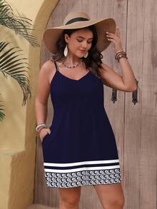 EMERY ROSE Plus Size Casual Jumpsuit, Suitable For Summer - Multicolor - View 6