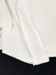 GlowEve Women's Floral Trim Polo Collar Short Sleeve Casual Versatile T-Shirt - White - View 8