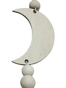 4 Pcs Printed Hand-Woven Wooden Moon & Star Tassel Wall Hanging Decor - Multicolor - View 3