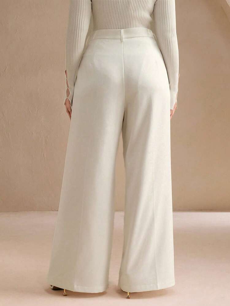 Plus Size Women Solid Color Casual/Office Elegant Fashion Suit Pants