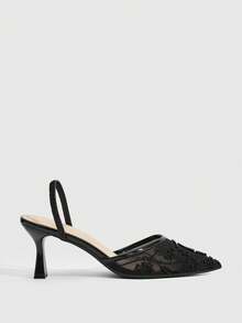 CUCCOO SZL Pointed Toe Beaded High Heel Pumps For Women, Party & Evening Wear - Black - View 2