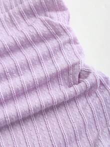 Sweetra Women's Cute Purple Summer Holiday Vacation Mini Dress,Elegant Textured Halter Neck Tie Front Ruched Metallic Decor Tiered Ruffle Hem Playful Dress - Purple - View 5