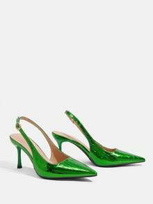 CUCCOO TILAWA 2026夏季新款优雅女士时尚纯色猫跟尖头高跟鞋，配蝴蝶结踝带，适合休闲、约会、派对等场合穿着。 - 綠色 - 查看 4