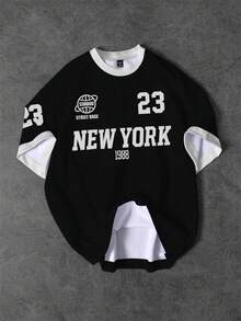 Aesthetic Post 男士简约印花圆领短袖T恤 男士纽约印花T恤 - 彩色 - 查看 1