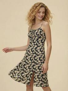 Váy hai dây xẻ đùi in hoa - Nhiều màu - Xem 1