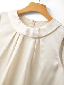 GlowEve CURVE Áo kiểu không tay thanh lịch dành cho nữ cỡ lớn, chất liệu vải bóng, thích hợp cho công sở và mùa hè. - Màu be - Xem 4