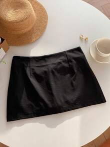 SHEIN EZwear Chân váy mini phối màu dành cho nữ, quần legging siêu ngắn mùa xuân/hè, chân váy buộc dây. - Nhiều màu - Xem 2