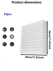 12/24 Pieces Of 12 * 12 * 1 Inch Elastic Sound Insulation Foam Board, Suitable For Room And Music Room Wall Decoration And Sound Absorption, Decoration Sticker Peeling Wallboard, Wallpaper, Wallpaper, Spring Decoration Items, Make Your Home A New Look, Holiday Decoration Sticker Gift Birthday Graduation - White - View 10