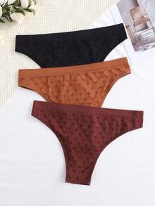 NudeFit 3件装女士加大码无缝纯色低腰三角裤 - 彩色 - 查看 6