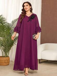 Al Najma Women Arabic Maxi Dress,Summer,Modesty,Traditional,Wedding - Red Violet - View 6