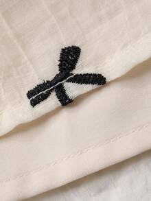 DAZY Teen Girls' Casual Vacation Style Full Butterfly Embroidery Puff Sleeve Waist Cinched Mini Dress, Summer - Apricot - View 8