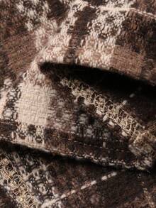 DAZY 优雅图案无袖美人鱼中长连衣裙，女士秋季吊带裙 - 棕色 - 查看 11