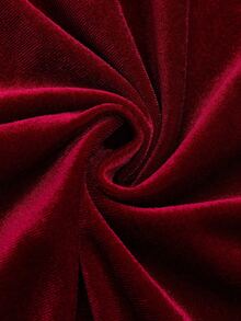 Sweetra Sexy Cinched Waist V-Neck Long Dress, High-End Velvet Halter Dress - Red - View 4