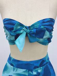 Lunelith SHEIN Lunessa 2件套女士碎花抹胸系带阔腿裤套装，春夏款 - 彩色 - 查看 5