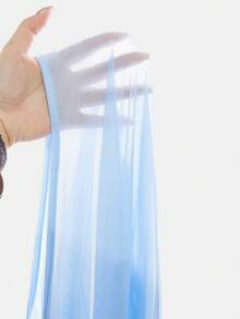 Girlism Blusa de manga larga con hombros descubiertos y mangas acampanadas, de estilo retro occidental y elegante, para adolescentes - Celeste - Ver 5