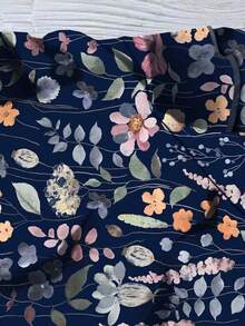 SHEIN CURVE+ Plus Size Women Casual Floral Print Ruffle Sleeve Blouse - White - View 3