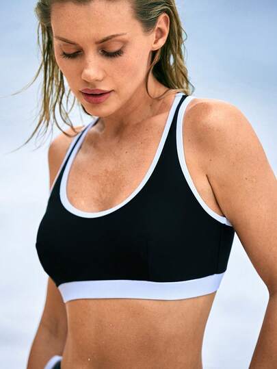 Swim SPRTY 1 st sexig vintageromantisk svartvit baddräkt för kvinnor, lämplig för strand, surfing, sport