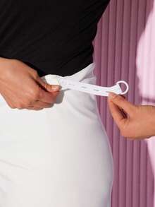 Loomaby Quần bầu trơn màu, eo điều chỉnh được, thiết kế khoét lỗ, dáng suông, thanh lịch, thích hợp cho kỳ nghỉ xuân. - trắng - Xem 6