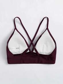 Swim Basics Top de bikini sexy de unicolor con diseño cruzado para mujer, ideal para la playa de verano - Rojo violeta - Ver 2