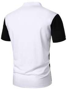 EGENSIO 男士休闲撞色短袖Polo衫，日常百搭 - 彩色 - 查看 2