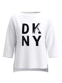 DKNY Women's Sweatshirt White - White Black - View 4
