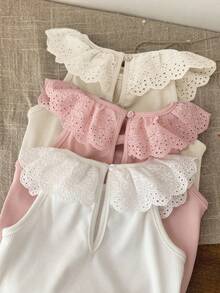 3pcs/Set Newborn Baby Girl Cute Knitted Ruffle Romper Set, Summer - Multicolor - View 7