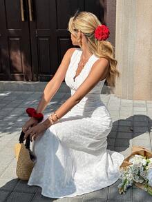 Pariaura 女士优雅镂空刺绣度假套装 - 白色 - 查看 6