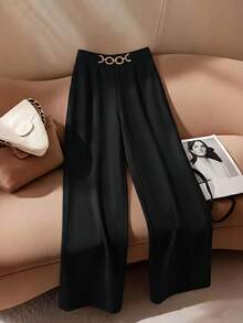 Franclia 女士百搭黑色西装裤，适合通勤 - 黑色 - 查看 3