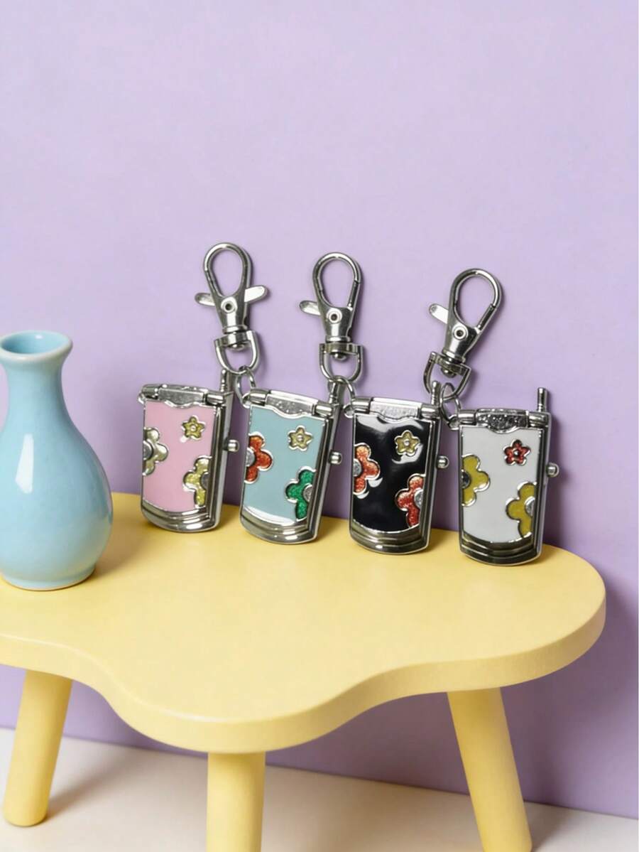Joivida Cartoon Flip Phone Pendant Watch Student Portable Pocket Watch School Bag Keychain Ornament - multicolor - View 1
