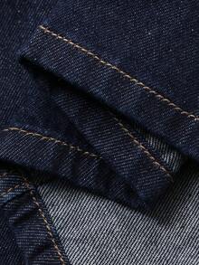 DAZY Tween Girls' V-Neck Button Half Placket Pocket Casual Sleeveless Denim Dress - Blue - View 4