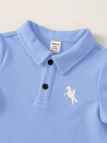 Bubblio Bộ đồ 2 món cho bé trai gồm áo polo ngắn tay màu đỏ in họa tiết dễ thương và quần trắng cạp chun có túi, thích hợp cho tiệc sinh nhật, tiệc tối, biểu diễn, đám cưới, tiệc mừng em bé chào đời, lễ kỷ niệm sinh nhật lần thứ nhất. - Nhiều màu - Xem 6