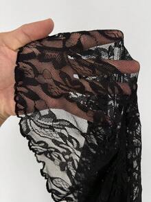 Coolane Áo khoác dài nữ mùa thu, phong cách Gothic Chic Rave, chất liệu ren co giãn, thoải mái, tay chuông, cổ bèo nhún, màu đen, kiểu phù thủy Boho, thích hợp cho lễ Halloween. - màu đen - Xem 6